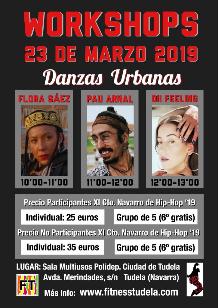WORKSHOPS 23 DE MARZO 2019 XI CTO. NAVARRO DE HIP-HOP EN TUDELA DE NAVARRA